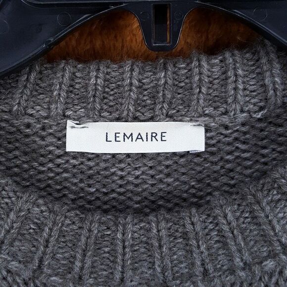 LEMAIRE Sweater Mens Small Gray Pullover Boxy Chunky Knit Wool Alpaca $895 - Picture 3 of 9